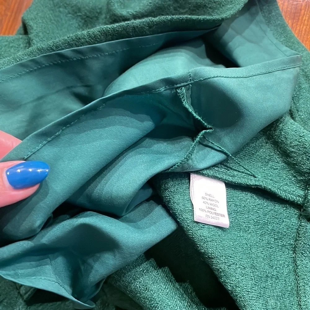 Banana Republic women’s wool rayon mini skirt emerald green expose zipper 8